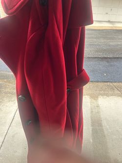 Red Wool Blend Long Coat