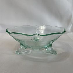 1930’s Lancaster Pedal Green 3 Footed Glass Bowl