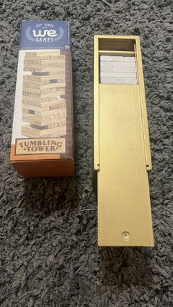 Gold And White Jenga Tumbling Tower Set Guest Book Alternative Game For Wedding Guests To Sign BRAND NEW!