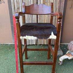 One Wood Real Cowhide Bar Chair