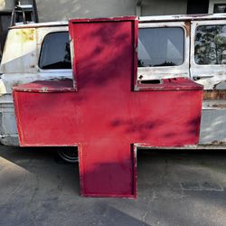 Metal Red Cross Of America - Very Large Heavy Piece And So Unique 