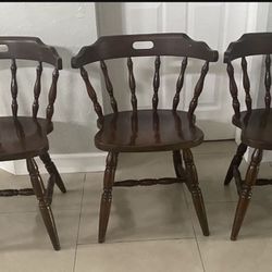 Wood Captain Tavern Chairs (3)