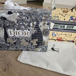 Yellow Christian Dior Canvas Embroidered Tote 