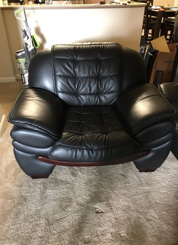 Black leather couches