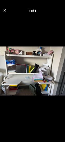 White Study Desk with Bookshelves – Excellent Condition