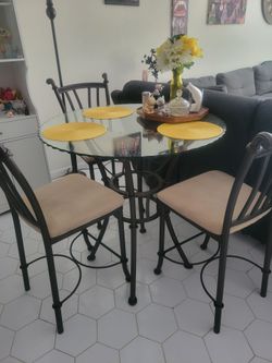 High top glass table with chairs
