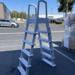 52” A Style Propylene White Large Adjustable 5 Step Swimming Pool Ladder Incline Above Ground Pool Spa