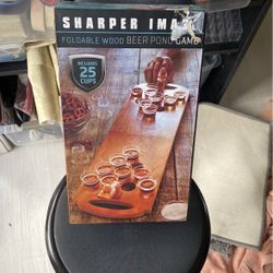 Sharper Image Foldable Wood Beer Pong Game