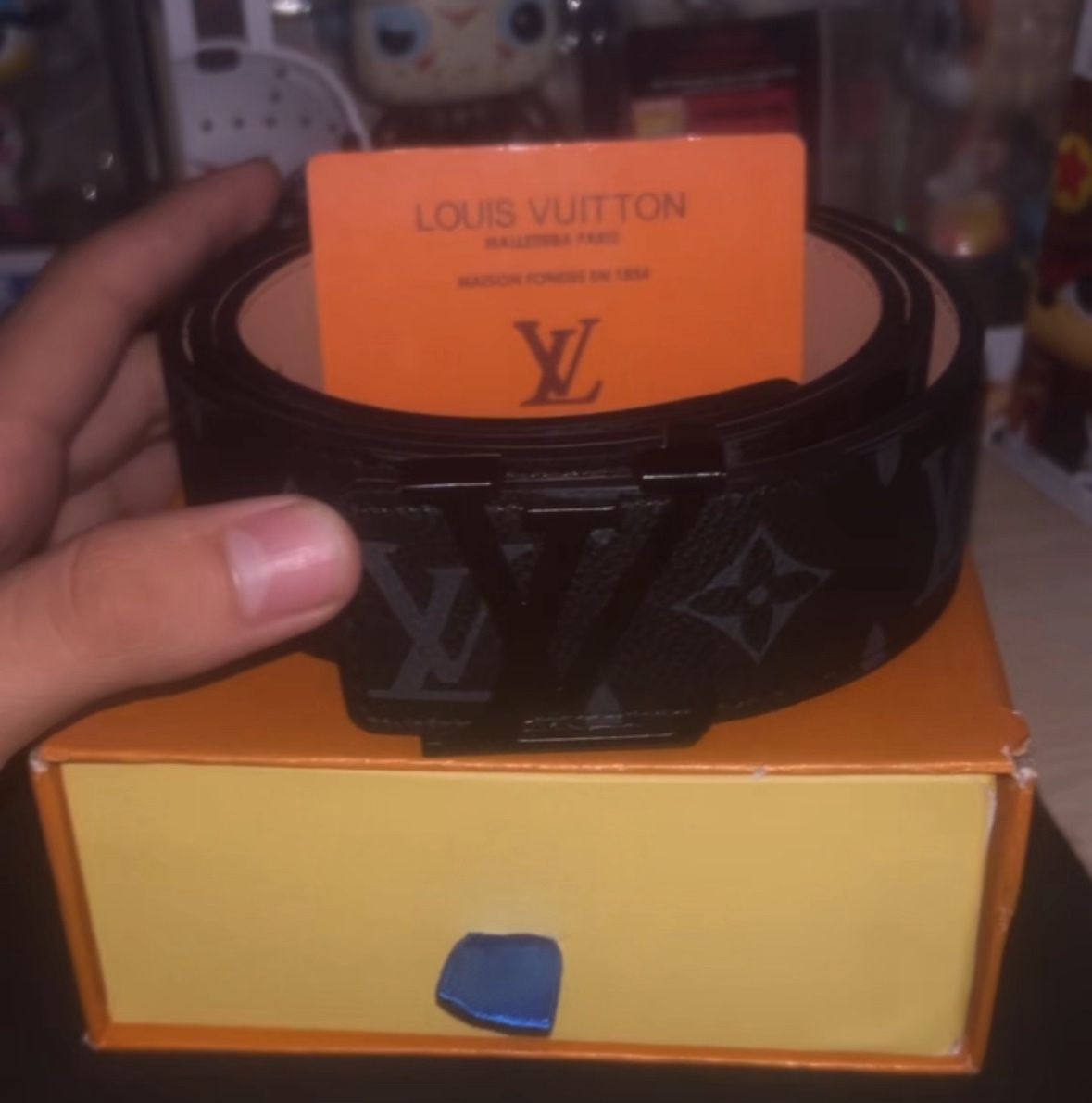 Leather Louis Vuitton Belt, With Box And Bag