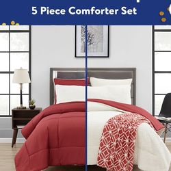 5‑Piece Sherpa Reverse Comforter Set with duvet cover