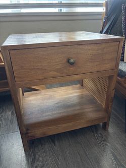 Mango Wood and Rattan night stand