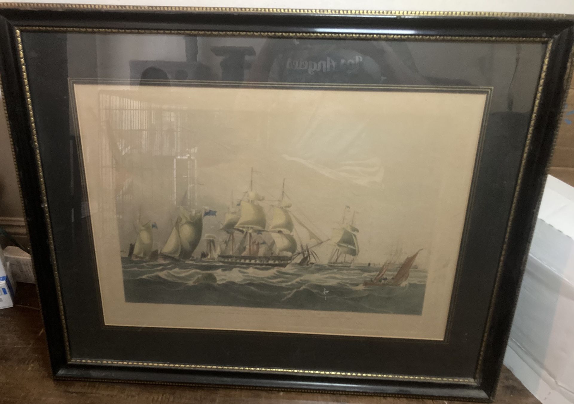 Lithograph of ships