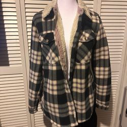 Women’s Sherpa-Lined Plaid Shirt Jacket - Size S (2-4)