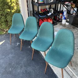 Mid Century Modern Green Fabric Dining Chairs (Set Of 4)