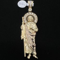 $1700 Two Tone Gold w Zirconia San Judas Charm