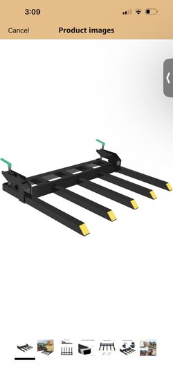 48" Clamp On Debris Forks, 2500 lbs Capacity Heavy Duty Clamp On Pallet Forks Bucket Attachments for Loader Bucket Skidsteer Tractor