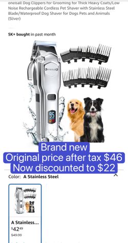 Dog Clippers for Grooming for Thick Heavy Coats/Low Noise Rechargeable Cordless Pet Shaver with Stainless Steel Blade/Waterproof Dog Shaver for Dogs P