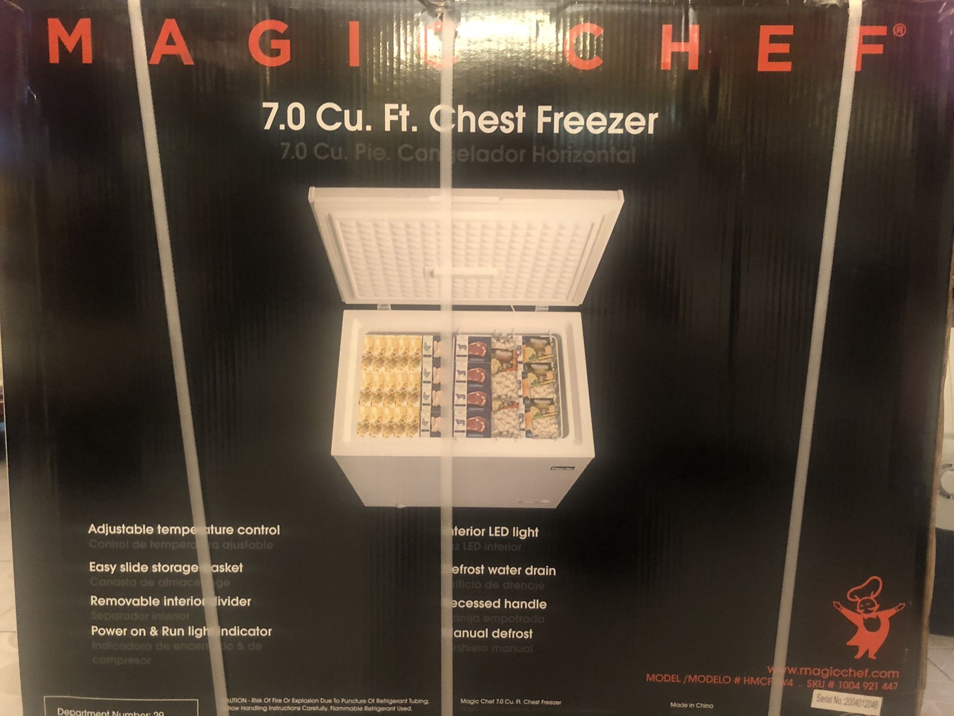 New in Box 7.0 Magic Chef Deep Freezer Chest
