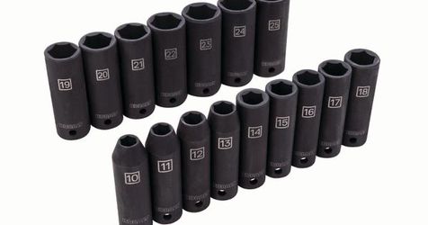 Kobalt Black 16 -Piece Metric 1/2-in Drive Set 6-point Impact Socket Set