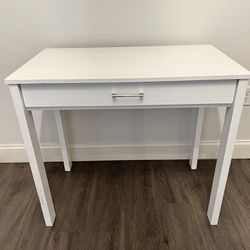 White Threshold Desk With Silver Hardware 