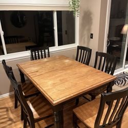 Solid Wood Kitchen Table & Six Chairs