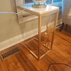 Gorgeous White And Metallic Gold Marble End Table Set Of 2 For 100 
