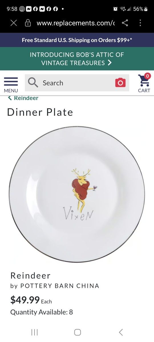 Pottery Barn Reindeer Dinner Plates