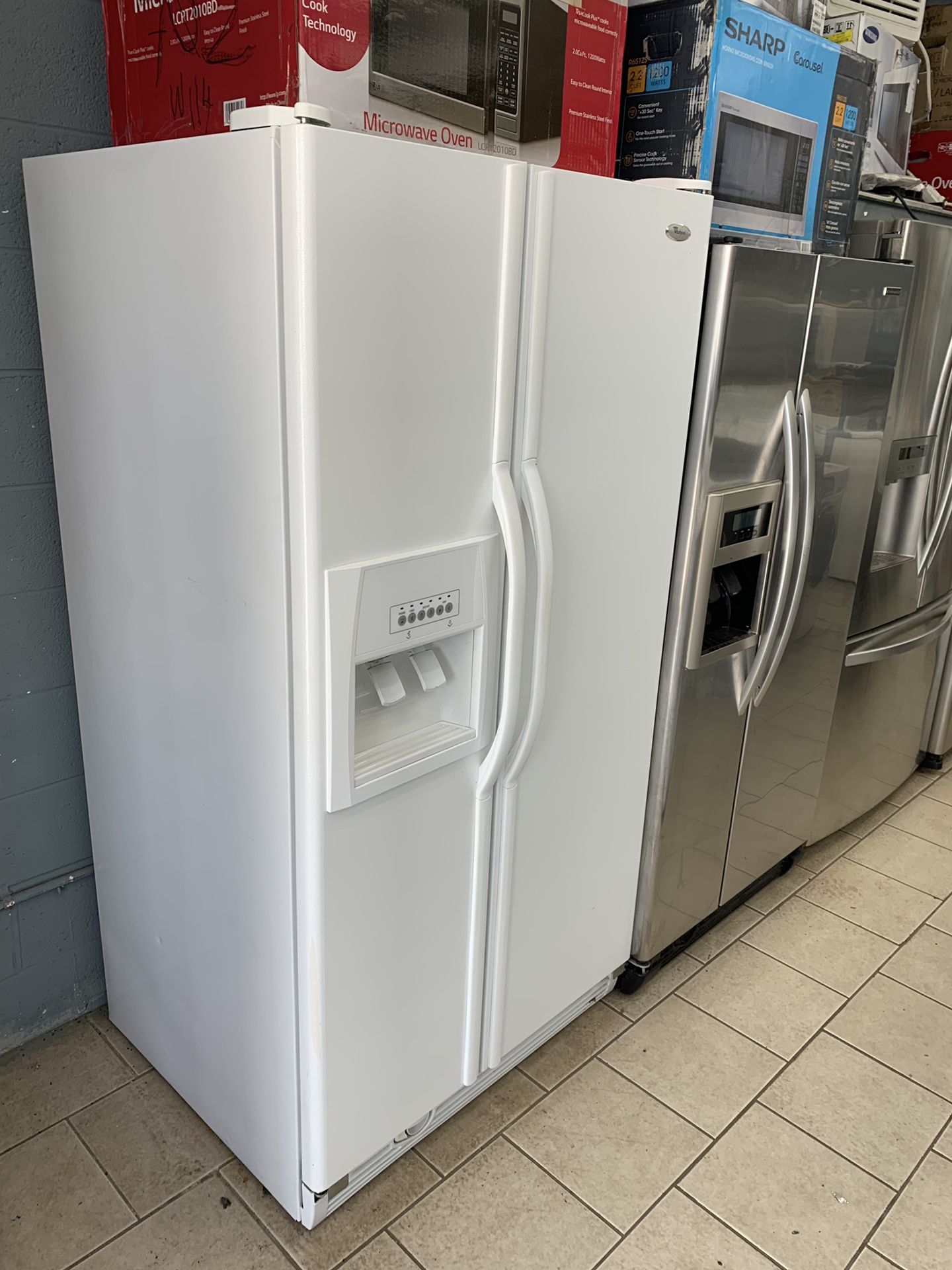 Whirlpool side by side refrigerator