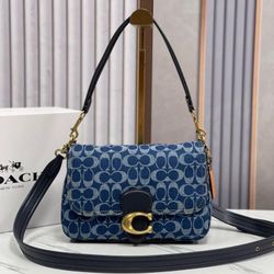 COACH CA105 SOFT TABBY DENIM SHOULDER BAG