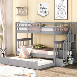 Twin Size Bunk Bed With Trundle 