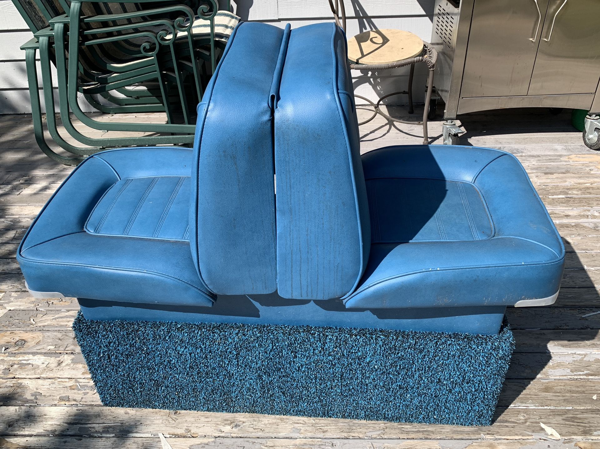 Back To Back Blue Lounge Boat Seats