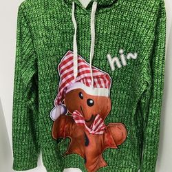 Unbranded Mens Size XL Green Graphic Gingerbread Pullover Jacket