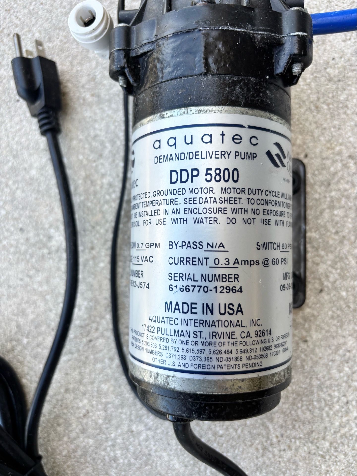 Aquatec demand/delivery water pump