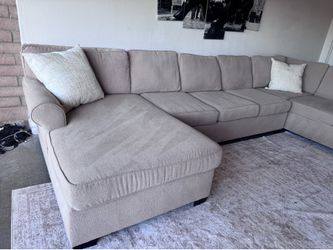 Beige sectional sofa couch sala