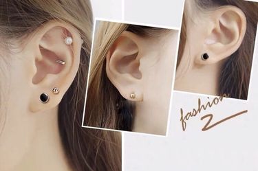 Rose Gold 925 Sterling Silver Black Dot
