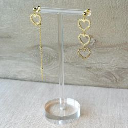18k gold plated zircon hearts Earrings