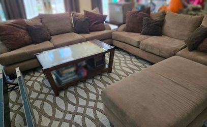 2 brown sofas + 1 ottoman