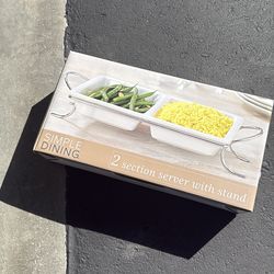 Simple dining 2 section server with stand