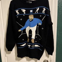 Blue And Black Graphic Crewneck Sweater