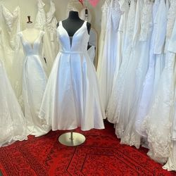 New plus sz 18 tea length wedding dress