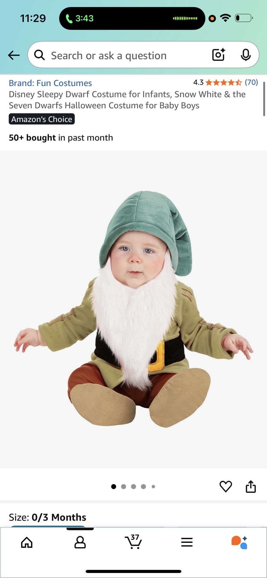 Disney Sleepy Dwarf Costume for Infants