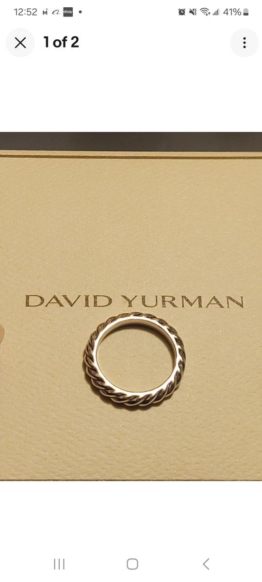 David Yurman Sculpture Cable Narrow Ring Band Size 7 .925 Sterling Silver