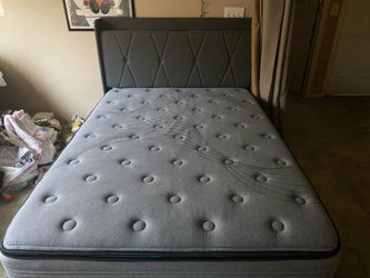 Full Bed Frame with Storage and Charging Station