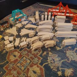 Wood Train Tracks,  Bridge And Accessories