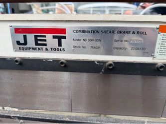 JET 30” Combo Shear/Brake/Slip Roll Model SBR-30N