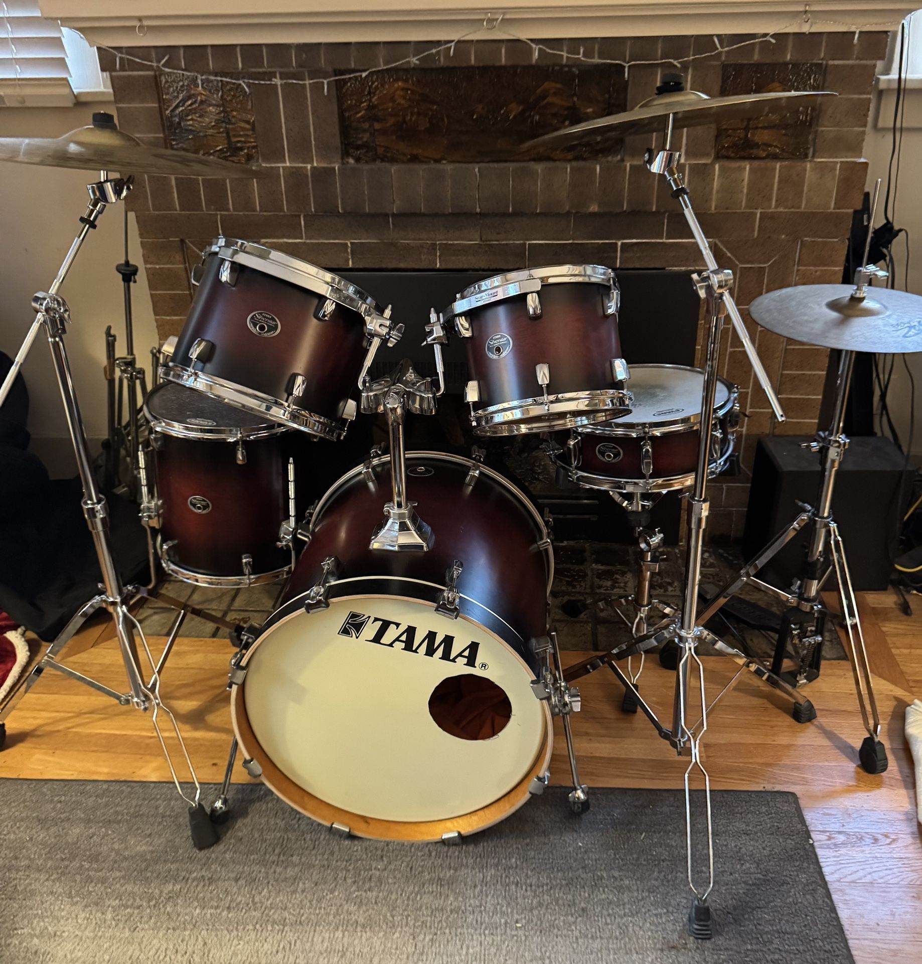 Tama Silverstar Birch 20” Bass Drum Set, Satin Cherry Burst