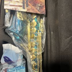 Saxophone, alto style, green and gold, brand-new best quality