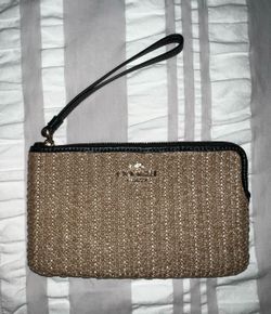 Coach straw large wristlet