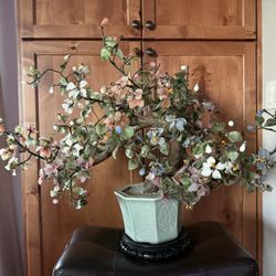 Large glass cherry blossom bonsai tree