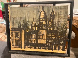 Sacred heart in Paris lithograph